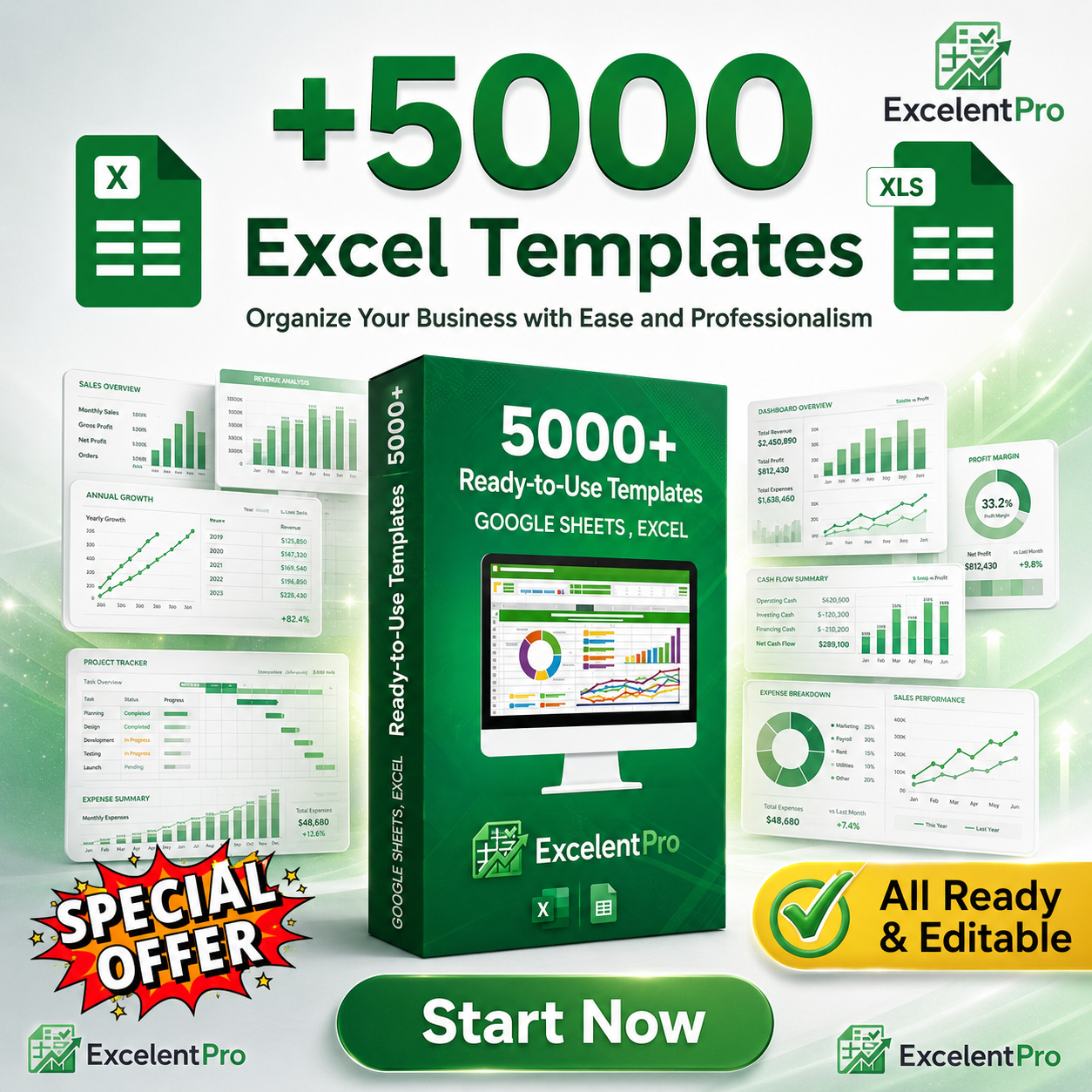 5,000+ Excel & Google Sheets Templates — English, Arabic & French